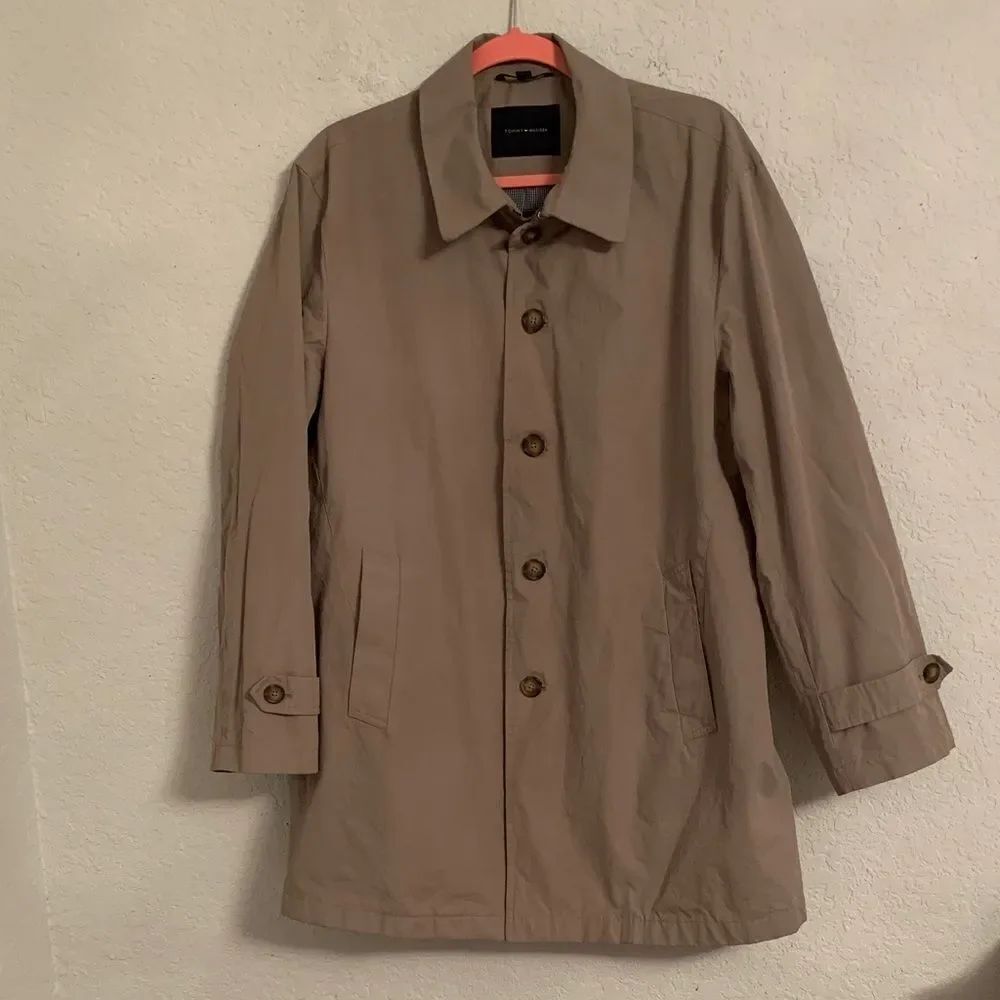 Tommy Hilfiger Lightweight Beige Button-Up Trench Jacket Size 42S